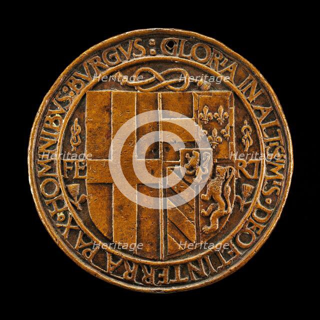 Arms of Filiberto Impalling Those of Margaret [reverse], 1502. Creator: Jean Marende.