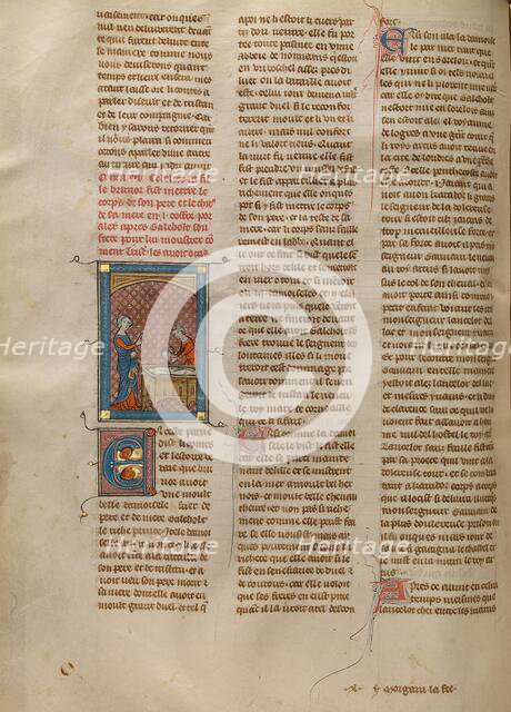 Delice Burying her Father Brunor and her Mother, about 1320-1340. Creator: Unknown.