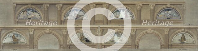 Sketch for the dining room in the Hôtel de Ville, Paris : c.1891. Creator: Eugene Martial Simas.