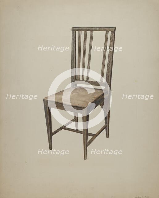 Wooden Straight Chair, c. 1938. Creator: Wilbur M Rice.
