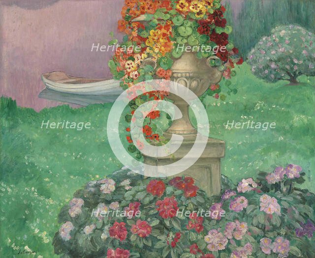 Aix-les-Bains, garden by the lake, c1920. Creator: Lebasque, Henri (1865-1937).