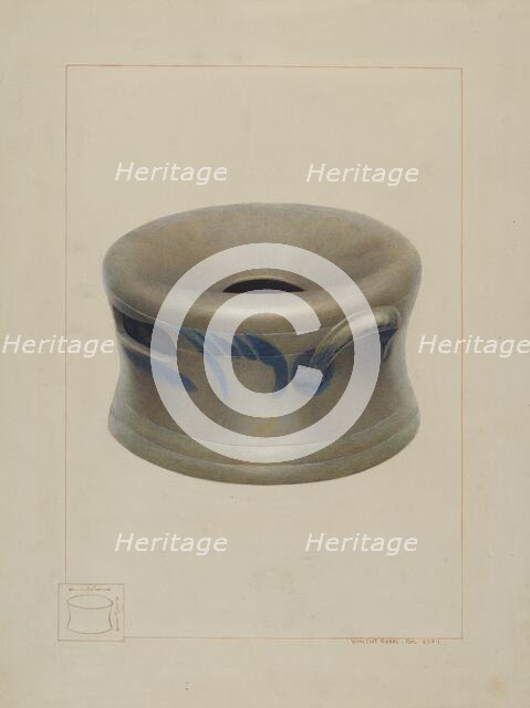 Crockery Cuspidor, c. 1938. Creator: Vincent P. Rosel.