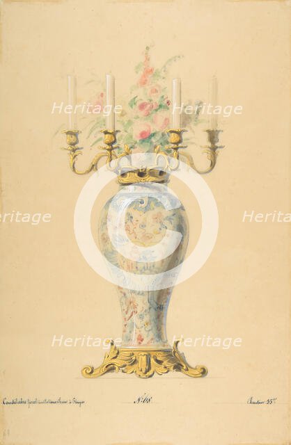 Design for a Vase with Candelabra, 19th century. Creator: Anon.