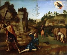 Cain slaying Abel, 1510-1515. Creator: Albertinelli, Mariotto (1474-1515).