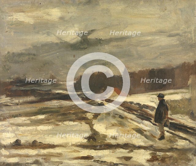 Pupil in the Snow, c1860-1900. Creator: Constantin Emile Meunier.