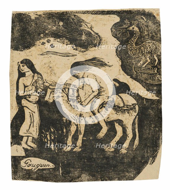 The Rape of Europa, from the Suite of Late Wood-Block Prints, 1898/99. Creator: Paul Gauguin.