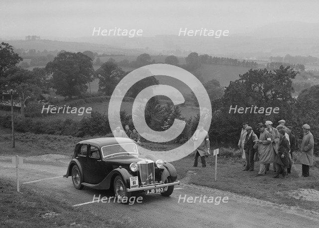 MG VA of RK Wellsteed competing in the South Wales Auto Club Welsh Rally, 1937 Artist: Bill Brunell.