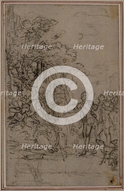 Study for Vignette in Fontenelle's (attr.) "Les Amours de Mirtil", Canto II, c. 1761. Creator: Hubert Francois Gravelot.