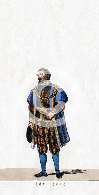 Nobleman, costume design for Shakespeare's play, Henry VIII, 19th century. Artist: Unknown