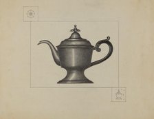 Pewter Coffee Pot, c. 1936. Creator: Herman Bader.