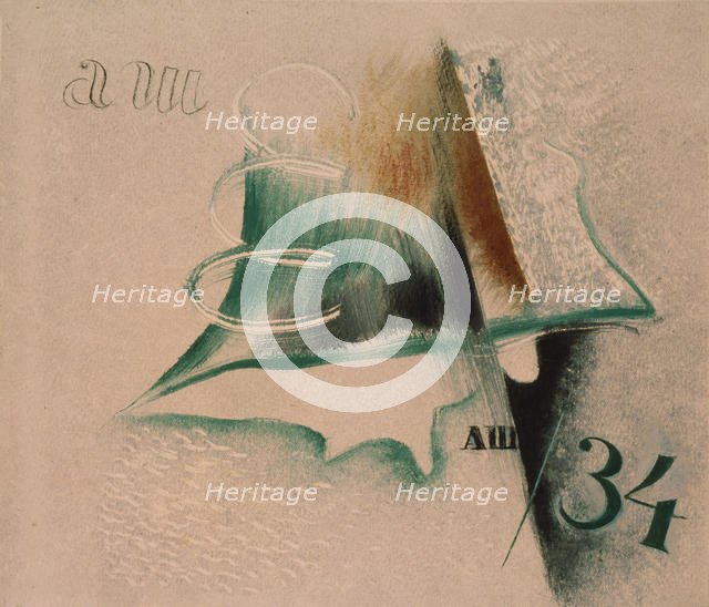 Composition with two letters, 1934. Artist: Shevchenko, Alexander Vasilyevich (1883-1948)