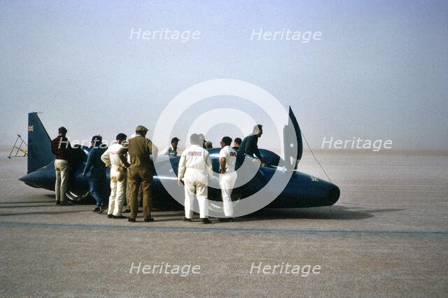 Bluebird CN7, Donald Campbell and support crew, Lake Eyre, Australia, 1964. Creator: Unknown.