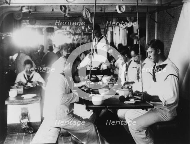 U.S.S. Olympia - crew's mess, 1899. Creator: Frances Benjamin Johnston.