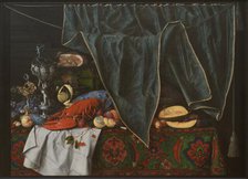 Trompe l'Oeil with Breakfast Piece with Lobster and Goblets on a Table Covered with an..., 1672. Creator: Cornelis Norbertus Gysbrechts.