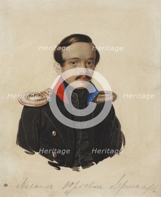 Portrait of the poet Mikhail Yuryevich Lermontov (1814-1841), 1839-1840.