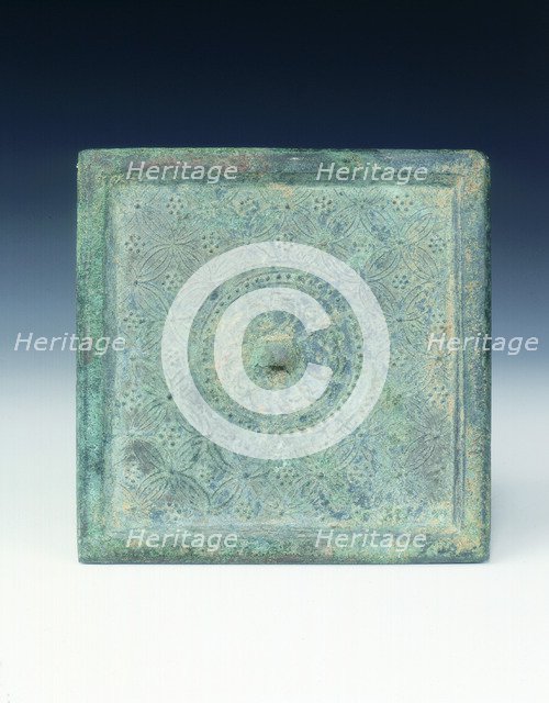 Square bronze mirror with overlapping cash pattern, Jin dynasty, China, 1115-1234. Artist: Unknown