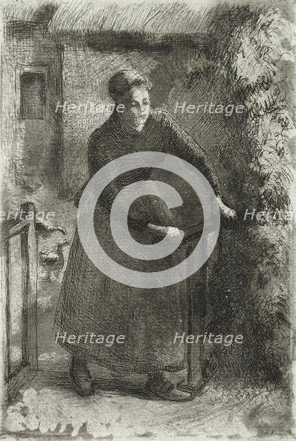 Femme à la barrière, 1889. Creator: Camille Pissarro.
