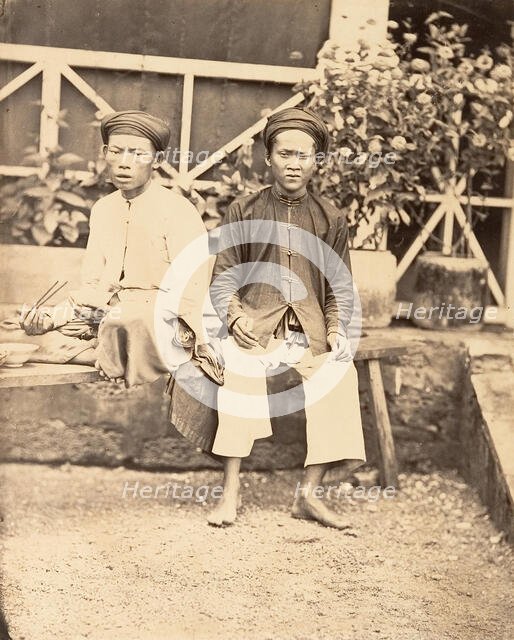 Miliciens mangeant le riz, Cochinchine, 1866. Creator: Emile Gsell.