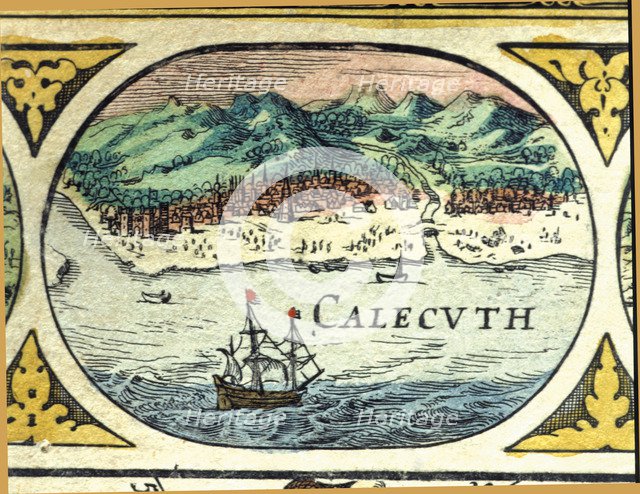 Calcutta, colored engraving from the book 'Le Theatre du monde' or 'Nouvel Atlas', 1645, created,…