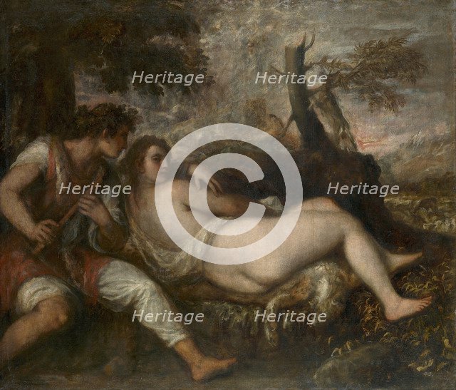 Nymph and Shepherd, 1570-1575. Artist: Titian (1488-1576)