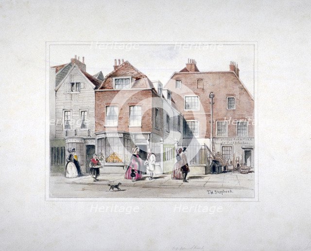 Mr Upcott's House and figures on Upper Street, Islington, London, c1835.             Artist: Thomas Hosmer Shepherd