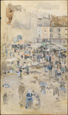 Variations in Violet and Grey—Market Place, Dieppe, 1885. Creator: James Abbott McNeill Whistler.