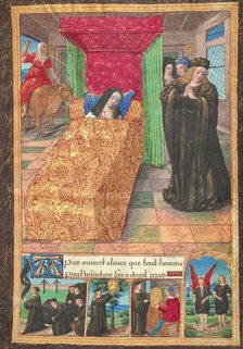 Madame de Balsac on Her Deathbed; Ovid, Excerpts from Heroides, about 1493. Creator: Master of the Chronique Scandaleuse.