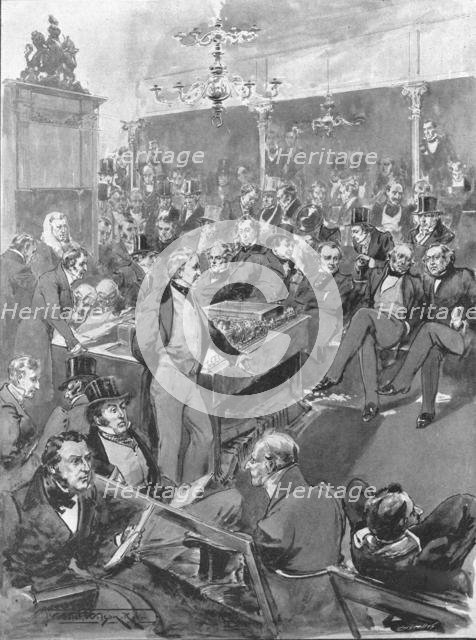 'House of Commons, 1846: Robert Peel announcing his Conversion to Free Trade Principles...', (1901). Creator: Unknown.