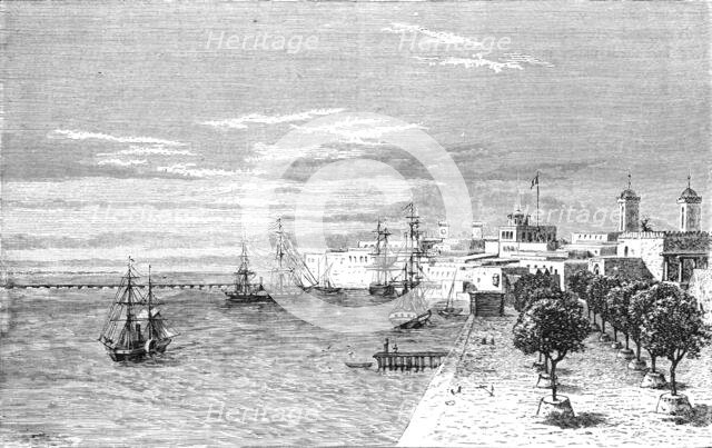 'St. Louis, Senegal, viewed from the north; Journey from the Senegal to the Niger', 1875. Creator: Unknown.