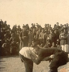 Kirgiz Wrestling: Views in the Zaisan District, 1909. Creator: Nikolai Georgievich Katanaev.