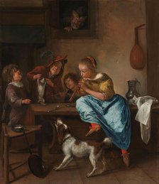 Children Teaching a Cat to Dance, Known as ‘The Dancing Lesson’, 1660-1679. Creator: Jan Steen.