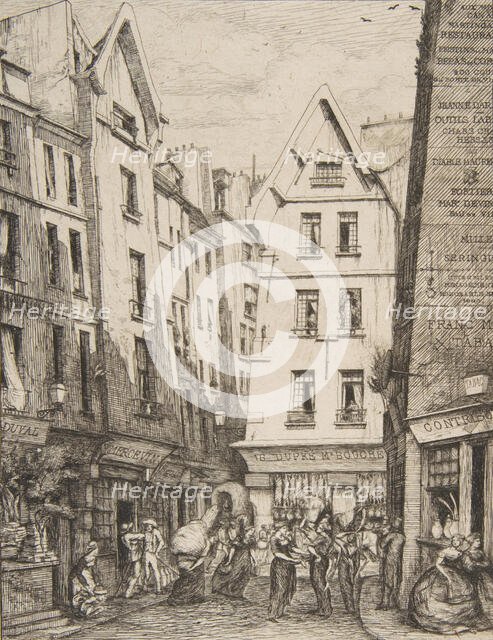 Rue Pirouette aux Halles (Rue Pirouette aux Halles, Paris, after Laurence), 1860. Creator: Charles Meryon.