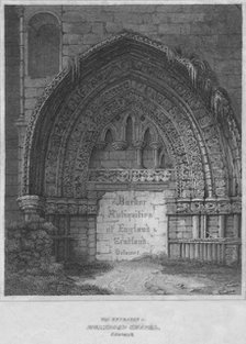 'West Entrance to Holyrood Chapel, Edinburgh', 1814. Artist: John Greig.