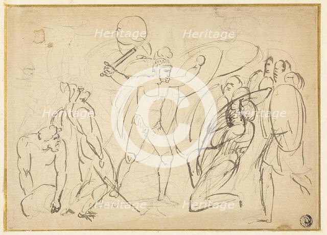 Classical Combat (recto), n.d. Creators: Thomas Stothard, William Blake.