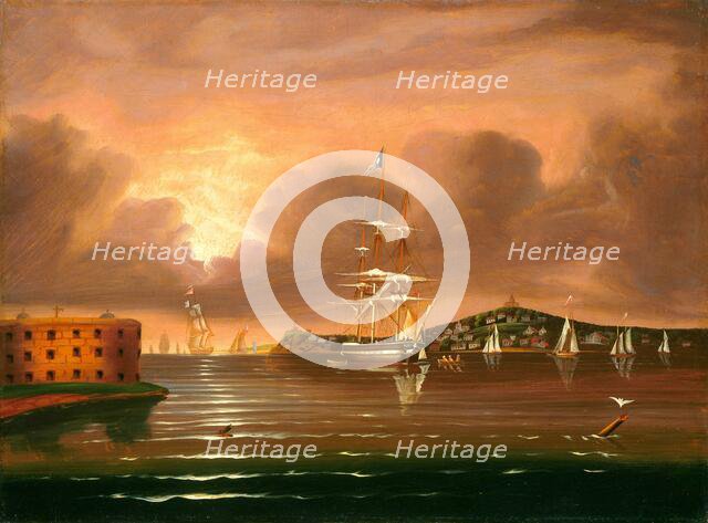 Threatening Sky, Bay of New York, mid 19th century. Creator: Thomas Chambers.