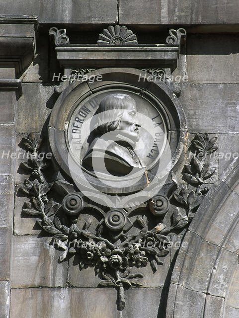 Medallion of Pedro Calderon de la Barca (1600-1681), National Library, Madrid, Spain, 2001. Creator: LTL.