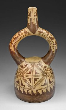 Stirrup Spout Vessel with Geometric Motifs, 100 B.C./A.D. 500. Creator: Unknown.