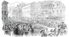 Opening of the Spanish Cortes - the Royal Procession to the New Palace of Congress, 1850. Creator: Unknown.