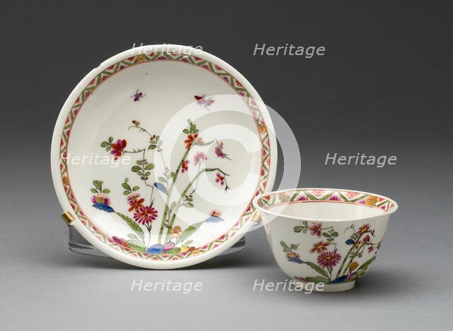 Cup and Saucer, Vienna, c. 1725. Creator: Du Paquier Porcelain Manufactory.