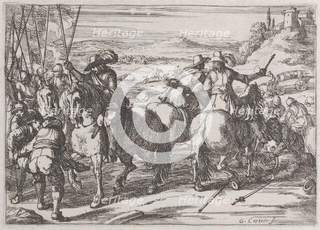 Plate 4: the rescuing of dead and wounded soldiers, 1635-60. Creator: Jacques Courtois.