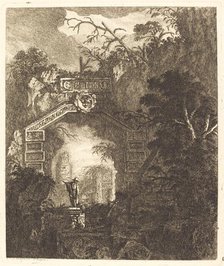 Figure Standing under a Stone Arch, 1768. Creator: Jean-Laurent Legeay.