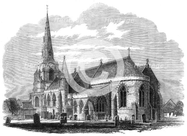 The Church of the Holy Sepulchre at Northampton, in process of restoration, 1862. Creator: Unknown.