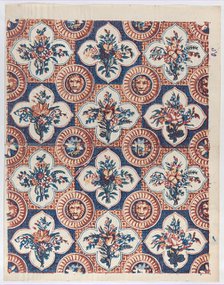 Sheet with pattern of bouquets and lion heads, late 18th-mid-19th ce..., late 18th-mid-19th century. Creator: Anon.