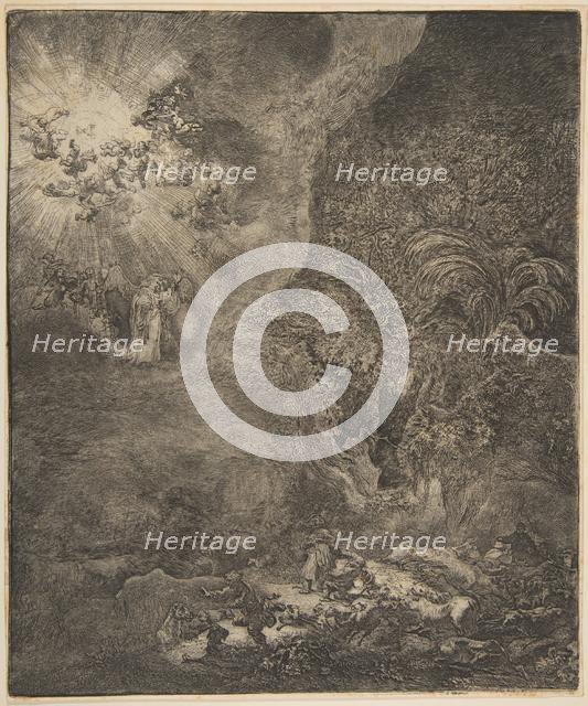 The Angel Appearing to the Shepherds. Creator: Rembrandt Harmensz van Rijn.