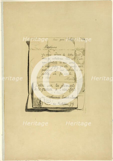 Letter on the Elements of Etching, 1864. Creator: Adolphe Martial Potemont.