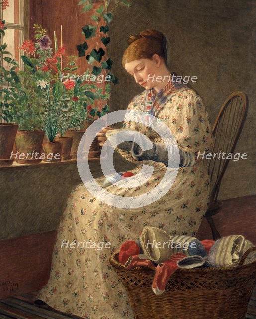 A Month's Darning, 1876. Creator: Enoch Wood Perry.