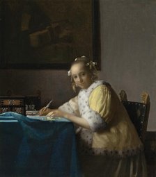 A Lady Writing, c. 1665. Creator: Jan Vermeer.
