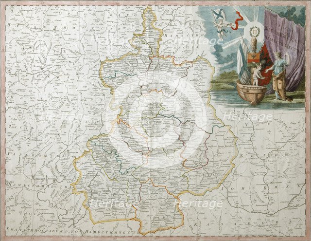 Map of Voronezh Governorate, 1792. Artist: Wilbrecht (Wildbrecht), Alexander (1757-1823)