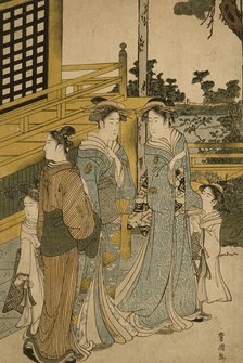 Two Courtesans and Kamuro, 19th century. Creator: Utagawa Toyokuni II.