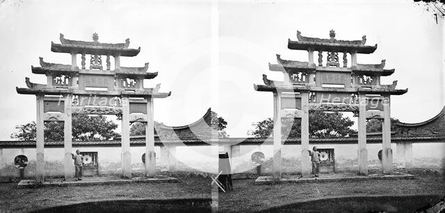 Fujian, province, China: a pailou (memorial arch) dedicated to a virtuous widow, 1870/1871. Creator: John Thomson.